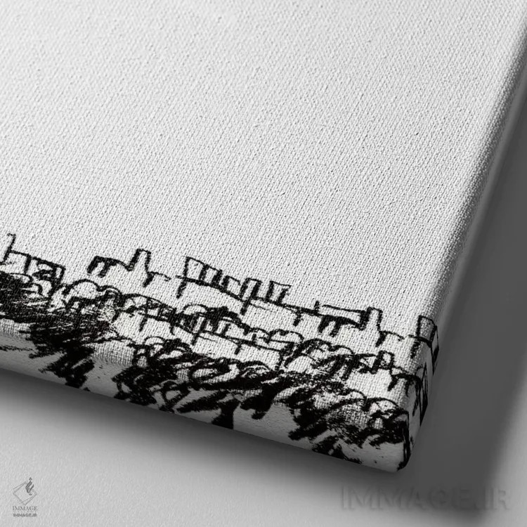 تابلو دکوراتیو برج ایفل طلایی در پاریس اثر نیکلاس بیسکاردی - نمای نزدیک بافت بوم