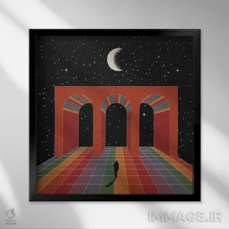 تابلو دکوراتیو دروازه های طیفی اثر نیبرا ویژوالز - نمای قابدار مشکی