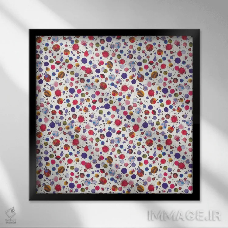 تابلو انتزاعی صورت های فلکی سیارات اثر نینولا دیزاین - نمای قابدار مشکی