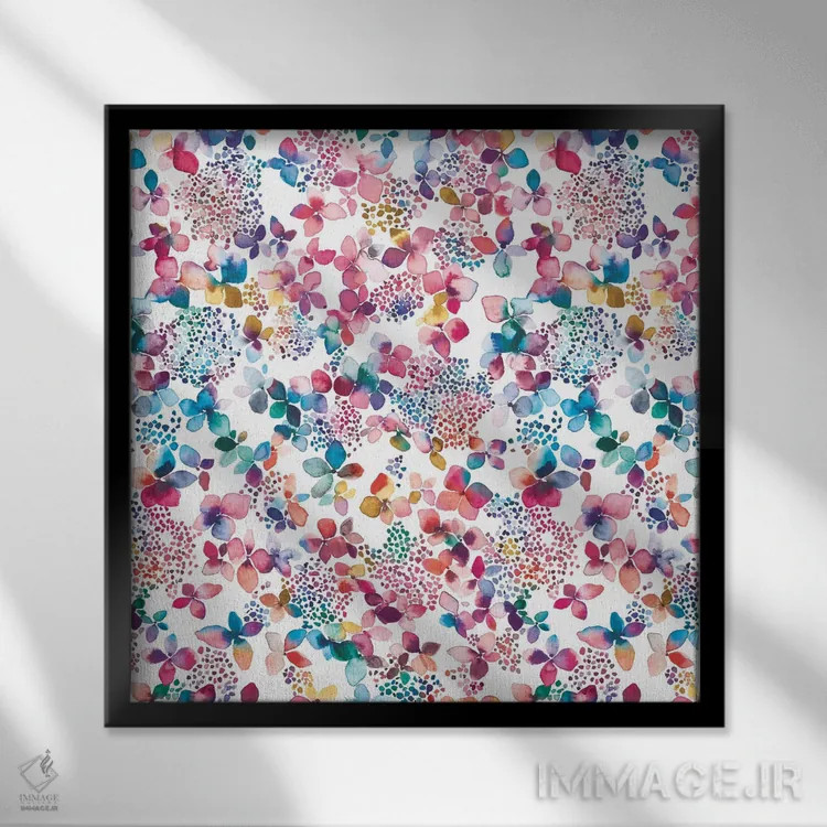 تابلو انتزاعی ادریسی رنگارنگ اثر نینولا دیزاین - نمای قابدار مشکی