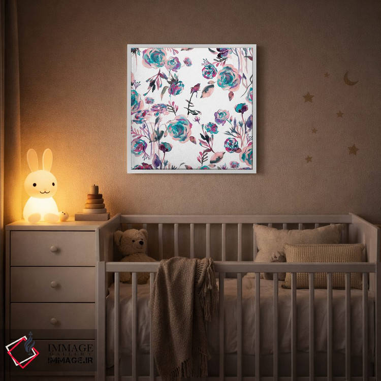 تابلو مدرن دسته گل رز یاسی اثر نینولا دیزاین - D3W