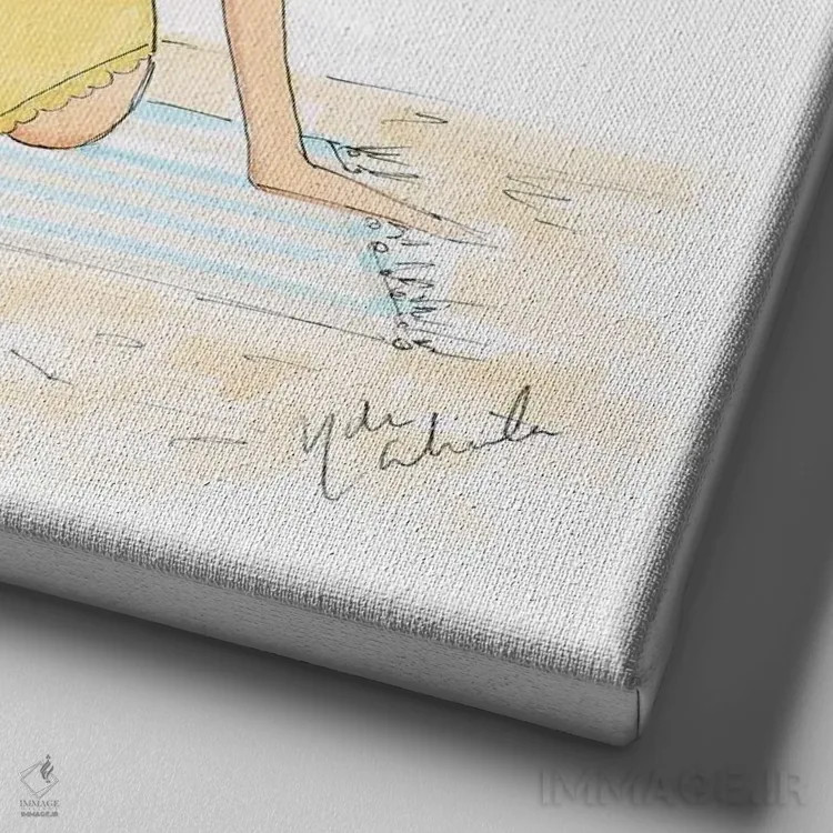 تابلو دکوراتیو دو دوست صمیمی ساحلی اثر ناباور د آلمیدا - نمای نزدیک بافت بوم