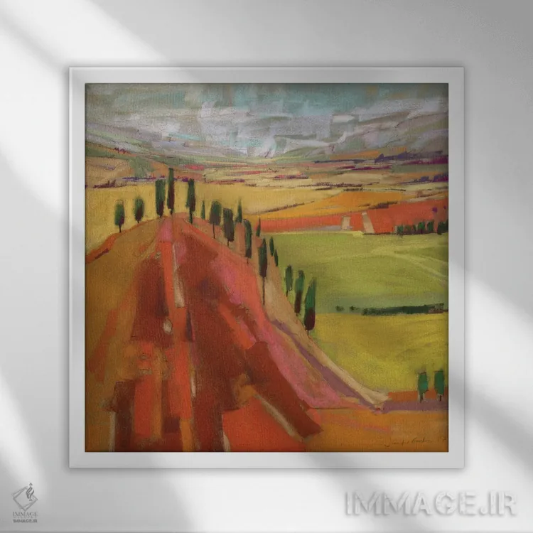 تابلو دکوراتیو رنگ توسکانی اثر جنیفر گاردنر - نمای قابدار سفید