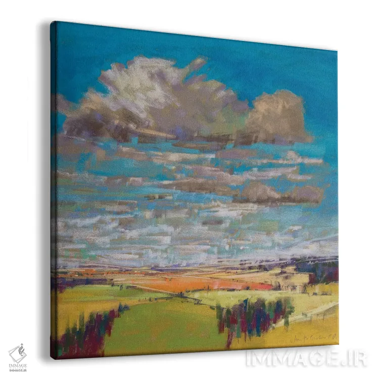 تابلو دکوراتیو مزارع چهل تکه و ابرهای تابستانی اثر جنیفر گاردنر - نمای پرسپکتیو محصول