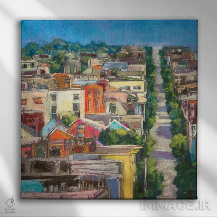 تابلو دکوراتیو رنگ های شهر شماره ۴ اثر جنیفر گاردنر - نمای روبهرو روی دیوار