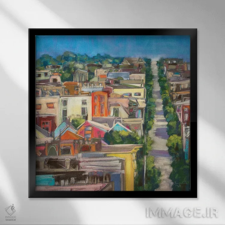 تابلو دکوراتیو رنگ های شهر شماره ۴ اثر جنیفر گاردنر - نمای قابدار مشکی