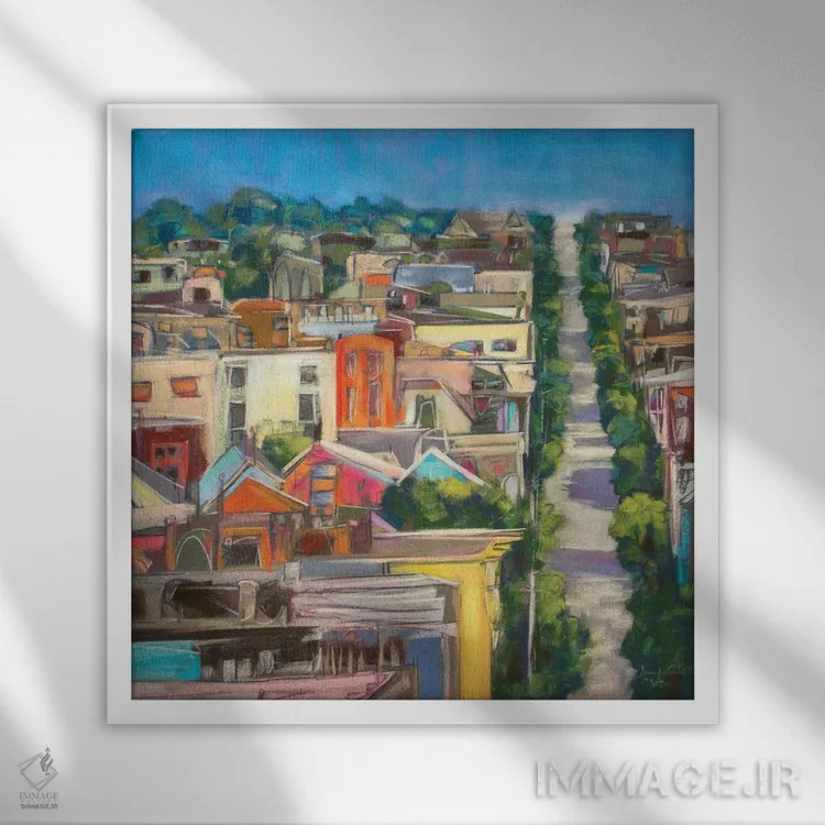 تابلو دکوراتیو رنگ های شهر شماره ۴ اثر جنیفر گاردنر - نمای قابدار سفید