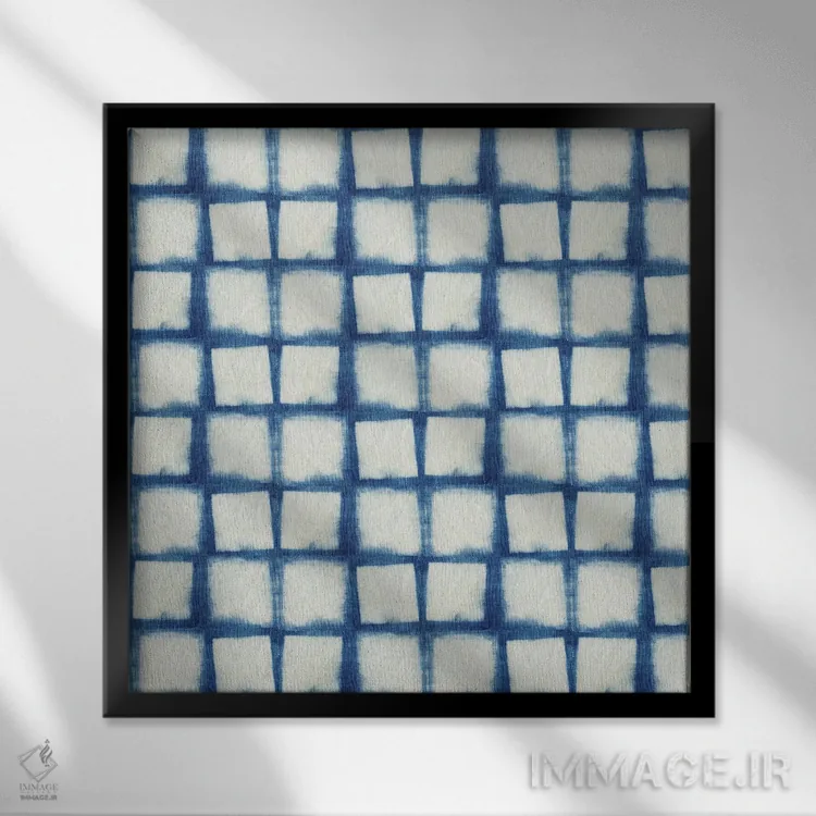 تابلو انتزاعی شیبوری آبی IV اثر نانسی گرین - نمای قابدار مشکی