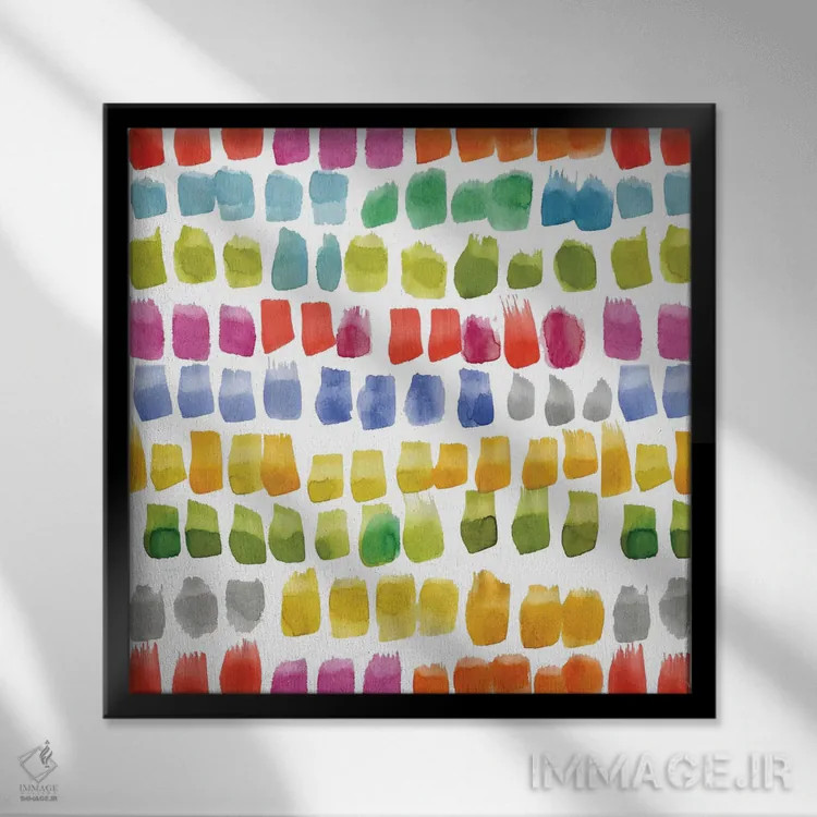 تابلو انتزاعی پالت نقاش چندرنگ II اثر نانسی گرین - نمای قابدار مشکی