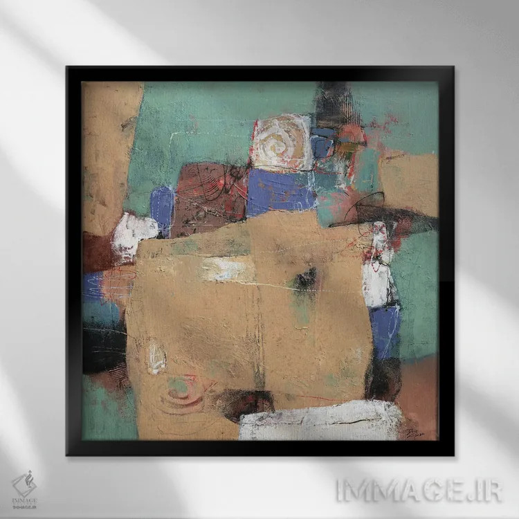 تابلو انتزاعی زمزمه های سرزمین ترا اثر دونگ سو - نمای قابدار مشکی