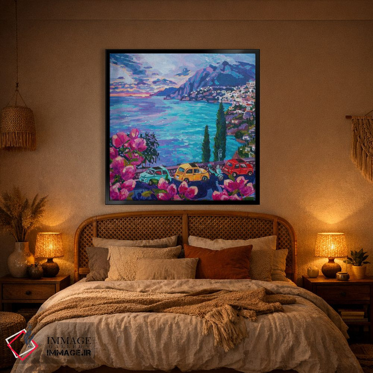 تابلو دکوراتیو Positano,فیات ها در آرینتزو، پوزیتانو اثر هدر نگی - D1B
