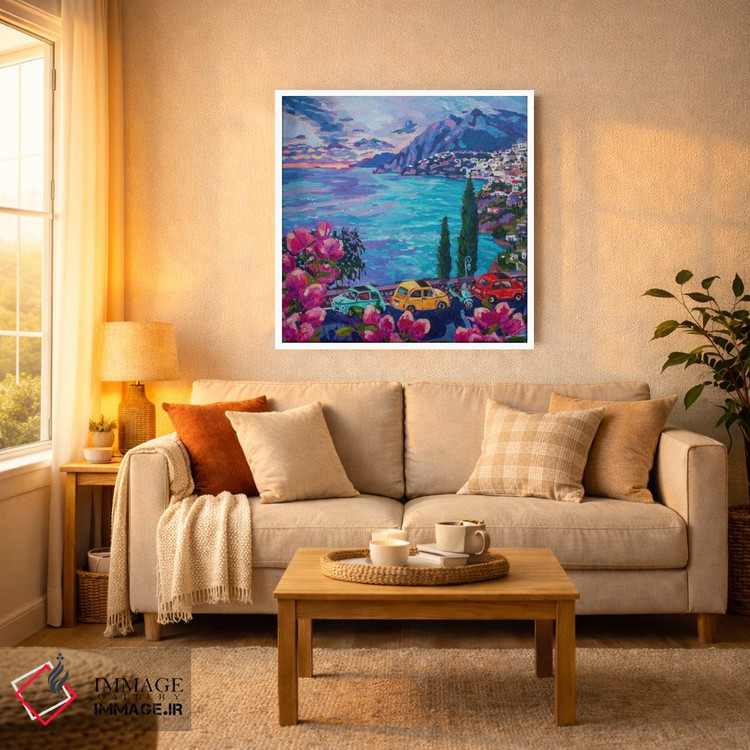 تابلو دکوراتیو Positano,فیات ها در آرینتزو، پوزیتانو اثر هدر نگی - D2W