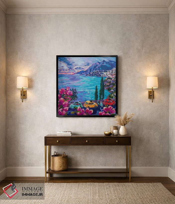 تابلو دکوراتیو Positano,فیات ها در آرینتزو، پوزیتانو اثر هدر نگی - D4B
