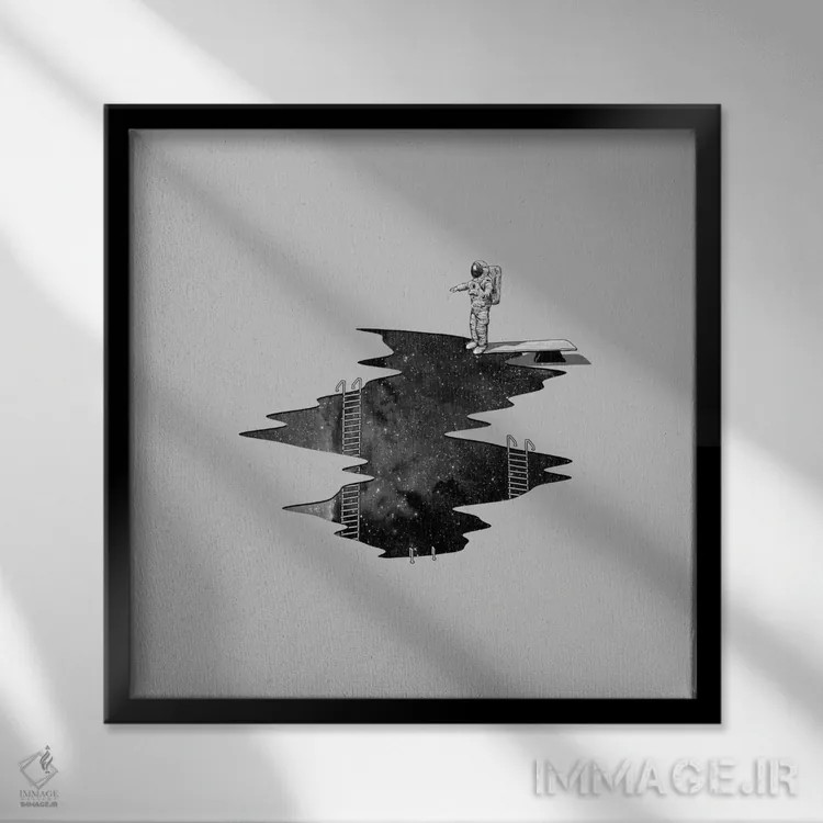 تابلو دکوراتیو شیرجه در فضا II اثر نایس بلید - نمای قابدار مشکی