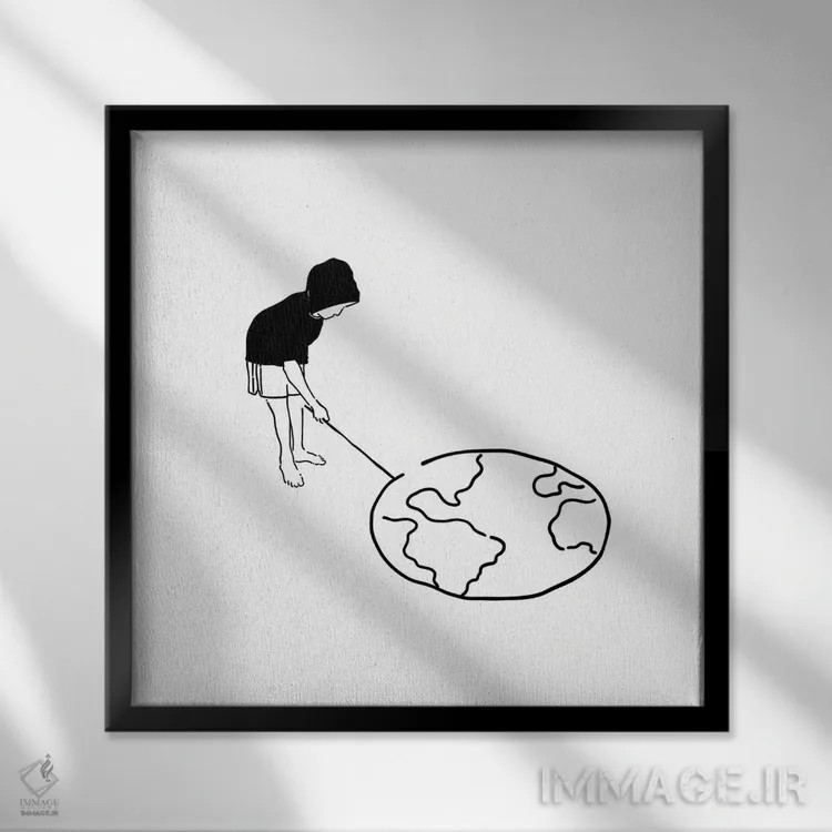 تابلو مینیمال هنوز وقت هست اثر نینهول - نمای قابدار مشکی