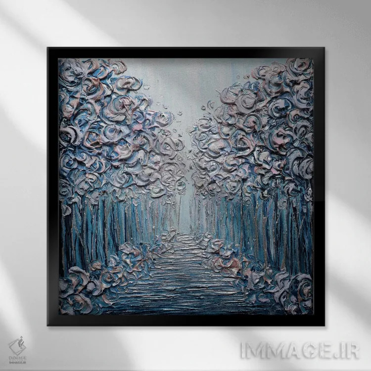 تابلو دکوراتیو سرزمین عجایب زمستانی اثر ندا خطیب - نمای قابدار مشکی