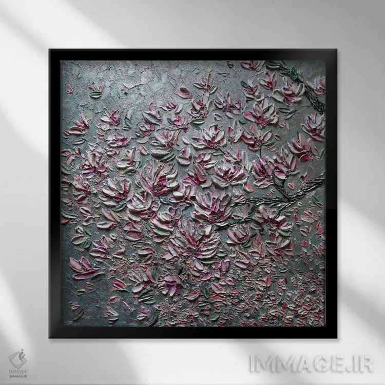 تابلو دکوراتیو دست به سوی آسمان اثر ندا خطیب - نمای قابدار مشکی