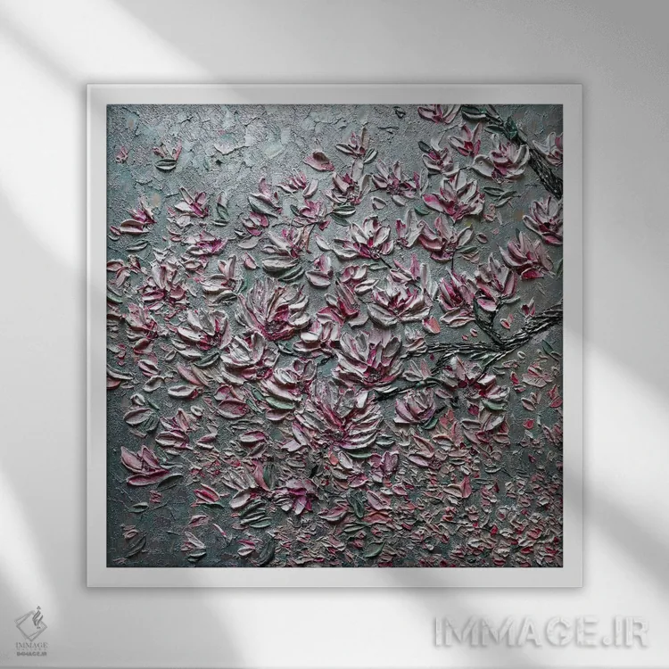 تابلو دکوراتیو دست به سوی آسمان اثر ندا خطیب - نمای قابدار سفید