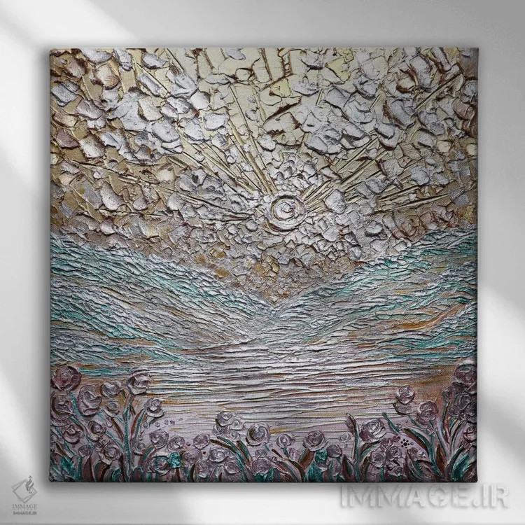 تابلو دکوراتیو طلای درخشان اثر ندا خطیب - نمای روبهرو روی دیوار