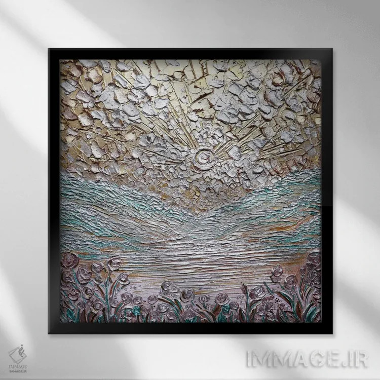 تابلو دکوراتیو طلای درخشان اثر ندا خطیب - نمای قابدار مشکی