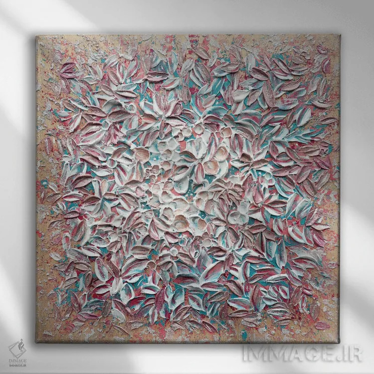 تابلو دکوراتیو گل های پوشیده از یخ اثر ندا خطیب - نمای روبهرو روی دیوار