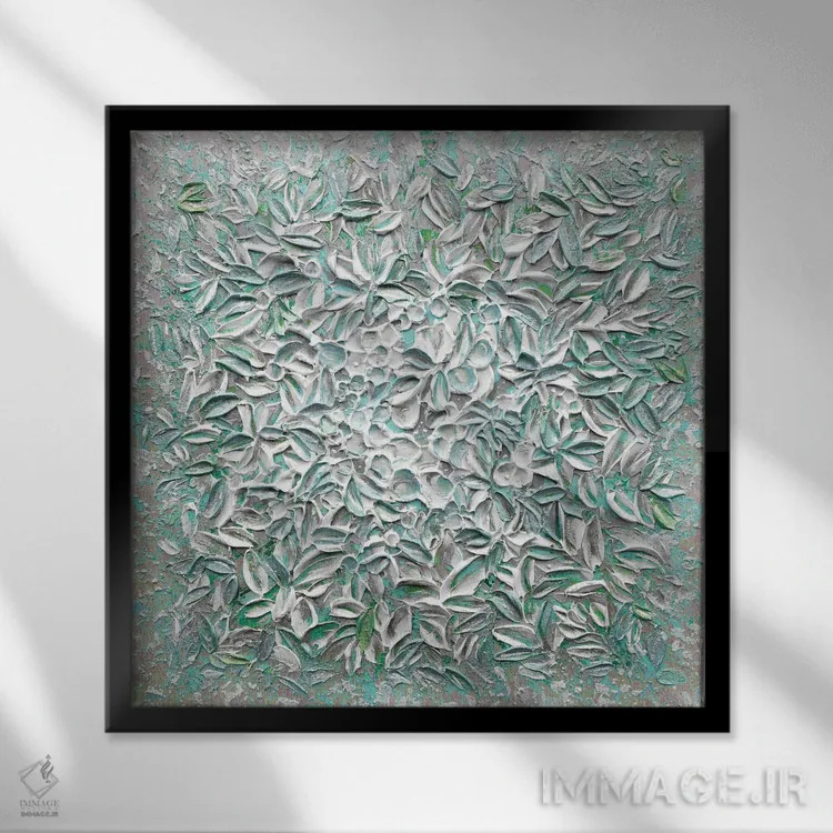 تابلو دکوراتیو گل های پوشیده از یخ اثر ندا خطیب - نمای قابدار مشکی