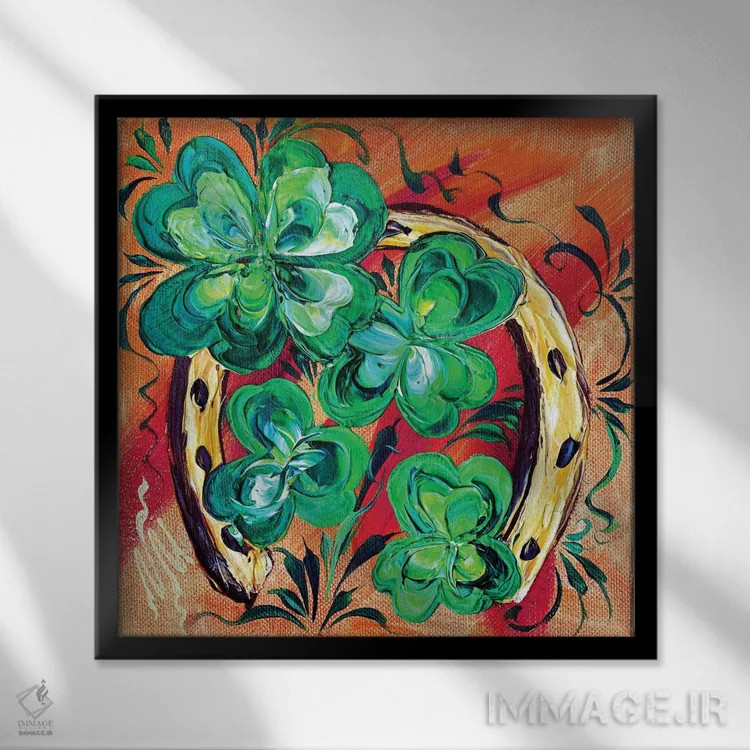 تابلو دکوراتیو شانس خوب ایرلندی دو اثر ناتاشا میلیوس - نمای قابدار مشکی
