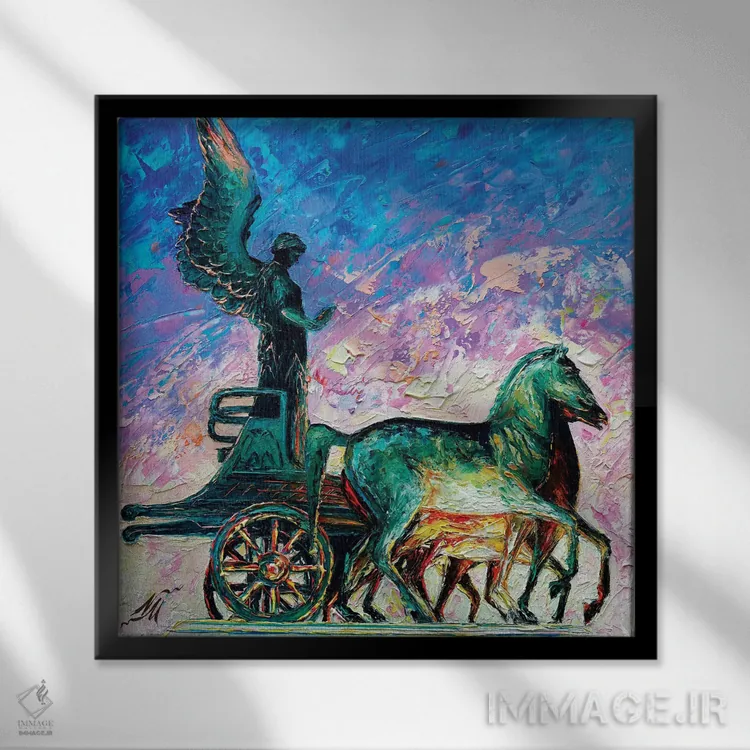 تابلو دکوراتیو ارابه پیروزی در ویتوریانو اثر ناتاشا میلیوس - نمای قابدار مشکی