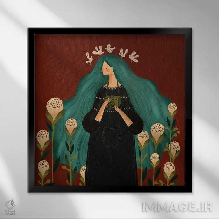 تابلو دکوراتیو در آغوش گرفتن استقلال اثر نسیم نوروزی - نمای قابدار مشکی