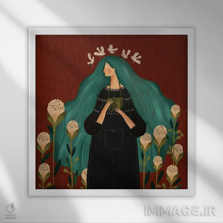 تابلو دکوراتیو در آغوش گرفتن استقلال اثر نسیم نوروزی - نمای قابدار سفید