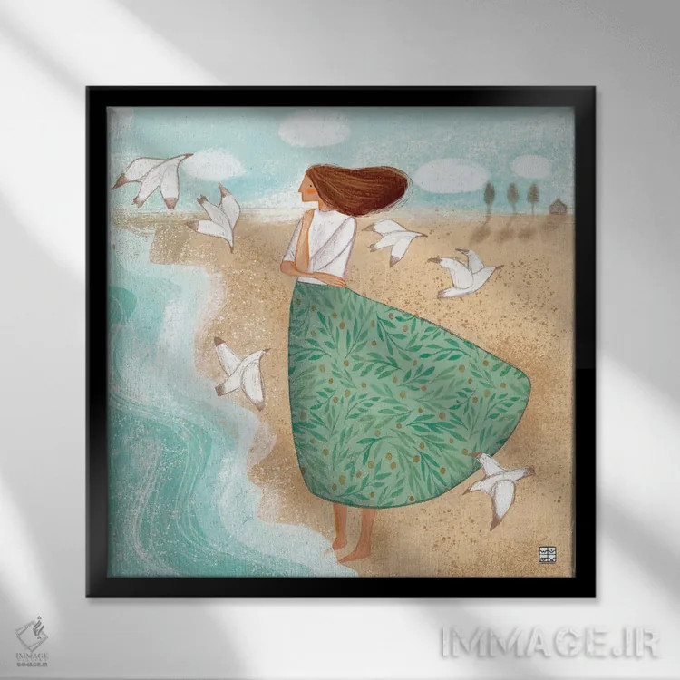 تابلو دکوراتیو سواحل نجواگر دو اثر نسیم نوروزی - نمای قابدار مشکی