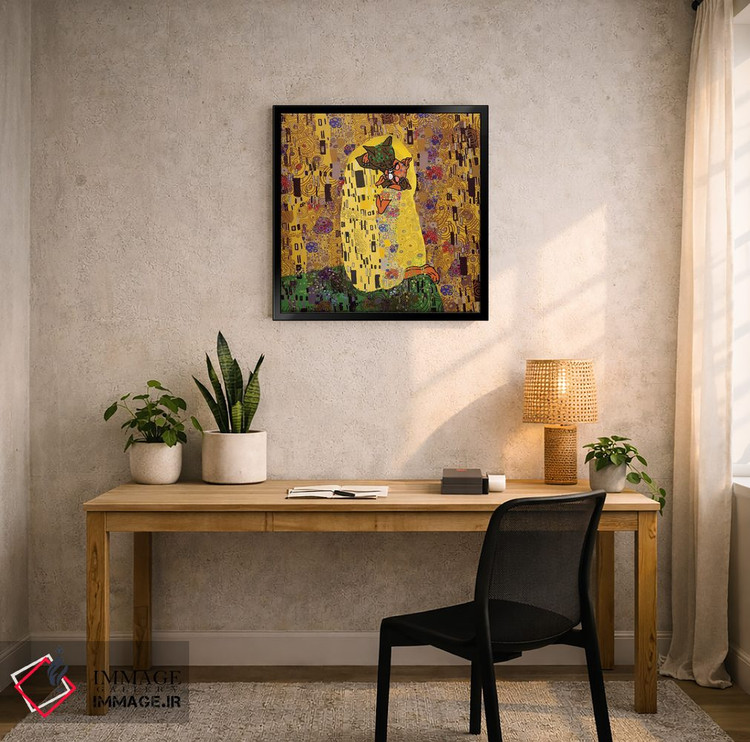 تابلو دکوراتیو بوسه گربه ای کلیمت اثر نوتسنیو آرت - D3B