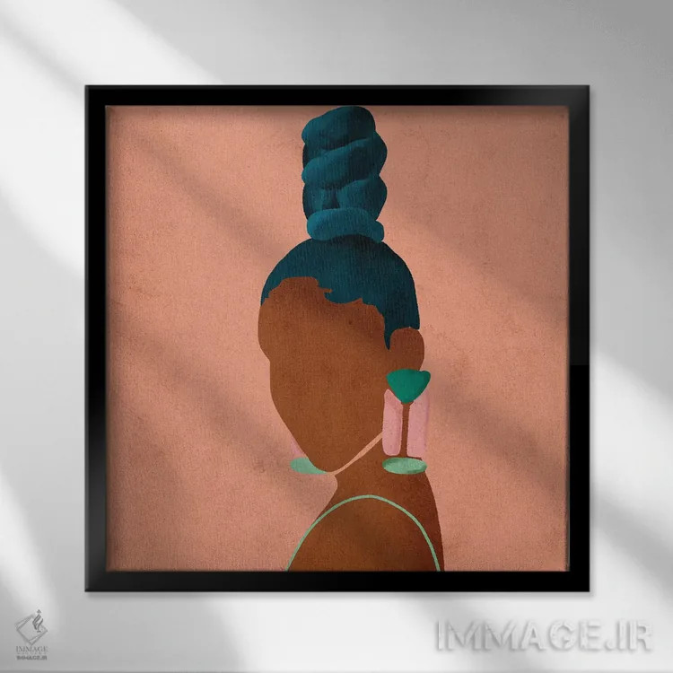 تابلو مینیمال لوز صورتی اثر رینا نوریگا - نمای قابدار مشکی