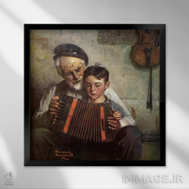 تابلو کلاسیک درس موسیقی اثر نورمن راکول - نمای قابدار مشکی