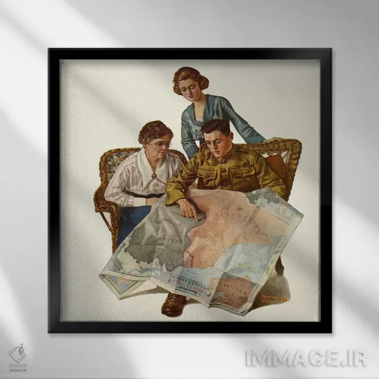 تابلو کلاسیک بردن مادر به اوج اثر نورمن راکول - نمای قابدار مشکی