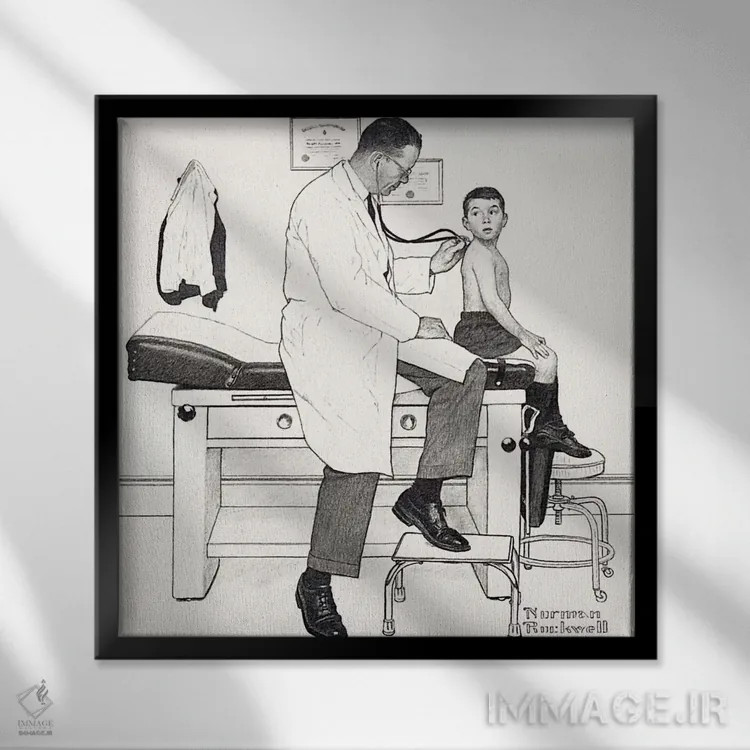 تابلو کلاسیک متخصص اثر نورمن راکول - نمای قابدار مشکی