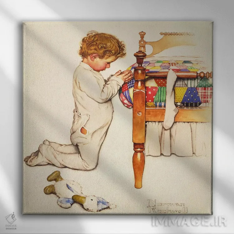 تابلو کلاسیک دعای کریسمس اثر نورمن راکول - نمای روبهرو روی دیوار