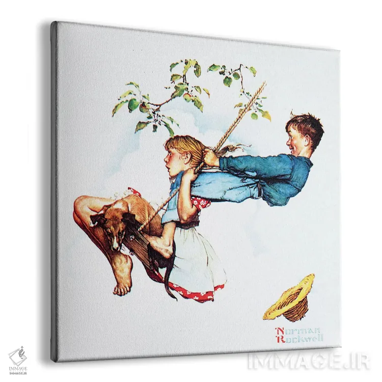 تابلو کلاسیک عشق جوان: تاب بازی اثر نورمن راکول - نمای پرسپکتیو محصول