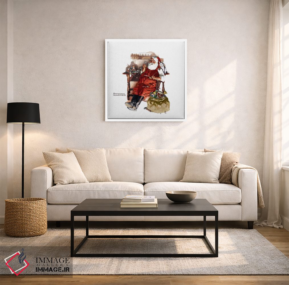 تابلو کلاسیک بابانوئل با کوکاکولا اثر نورمن راکول - D2W