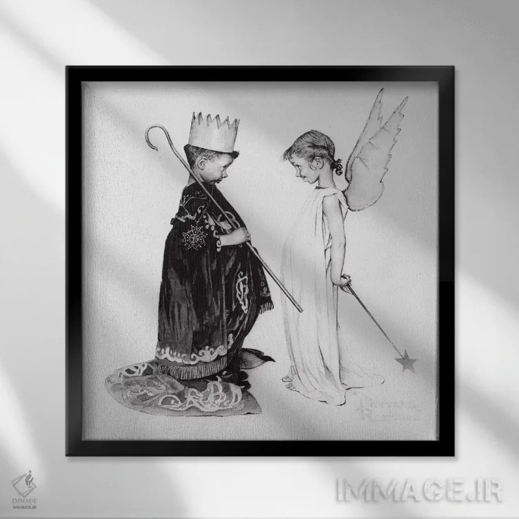 تابلو کلاسیک تمرین لباس رسمی اثر نورمن راکول - نمای قابدار مشکی