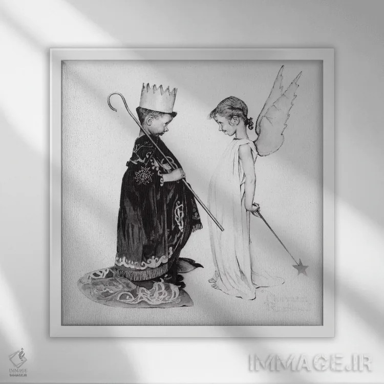 تابلو کلاسیک تمرین لباس رسمی اثر نورمن راکول - نمای قابدار سفید