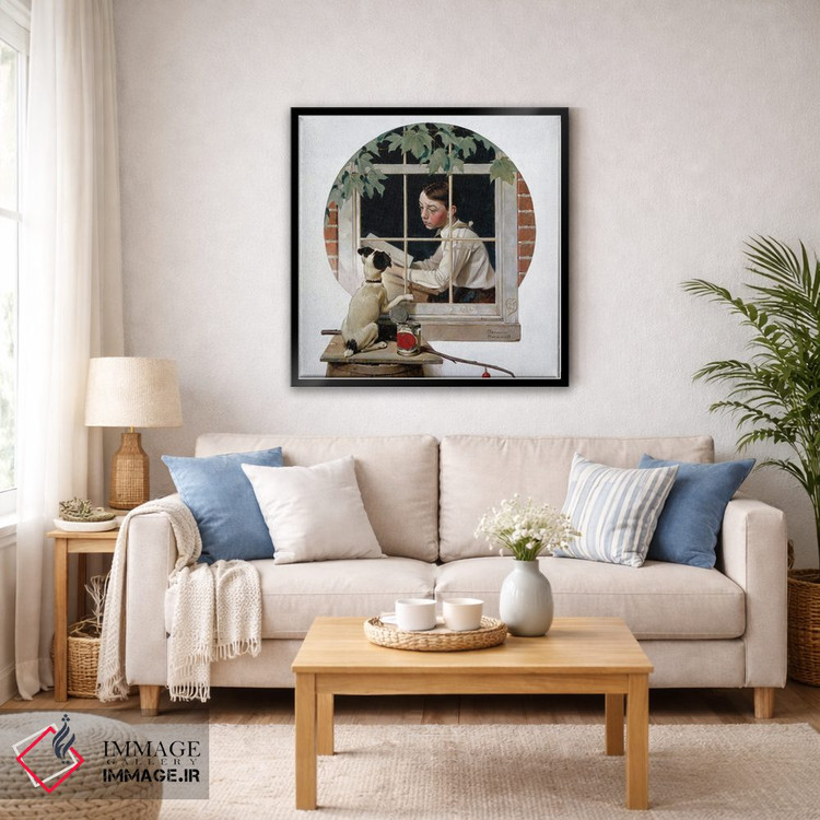 تابلو کلاسیک پسربچه مدرسه ای، خیره به پنجره اثر نورمن راکول - D5B