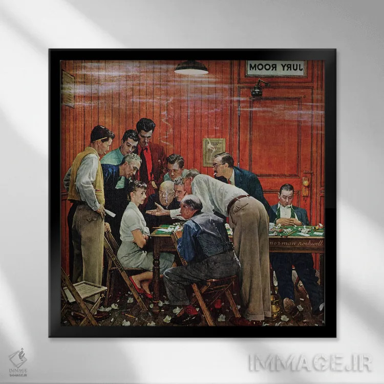 تابلو کلاسیک هیئت منصفه اثر نورمن راکول - نمای قابدار مشکی