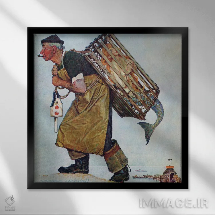 تابلو کلاسیک پری دریایی اثر نورمن راکول - نمای قابدار مشکی