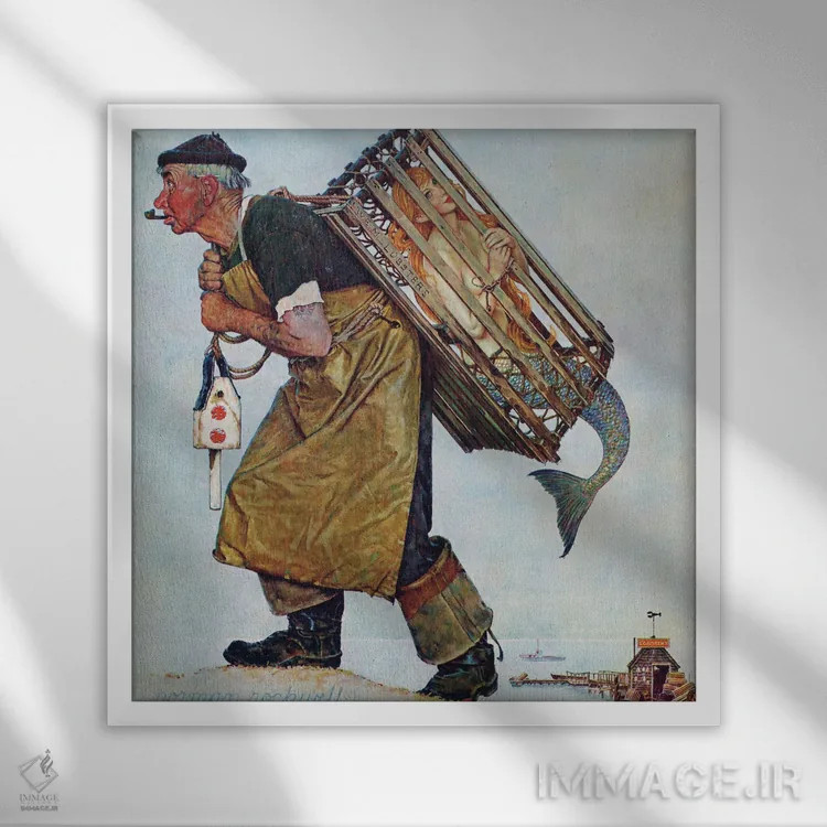 تابلو کلاسیک پری دریایی اثر نورمن راکول - نمای قابدار سفید