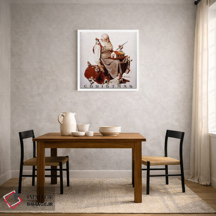تابلو کلاسیک کریسمس: بابانوئل با کوتوله ها اثر نورمن راکول - D2W