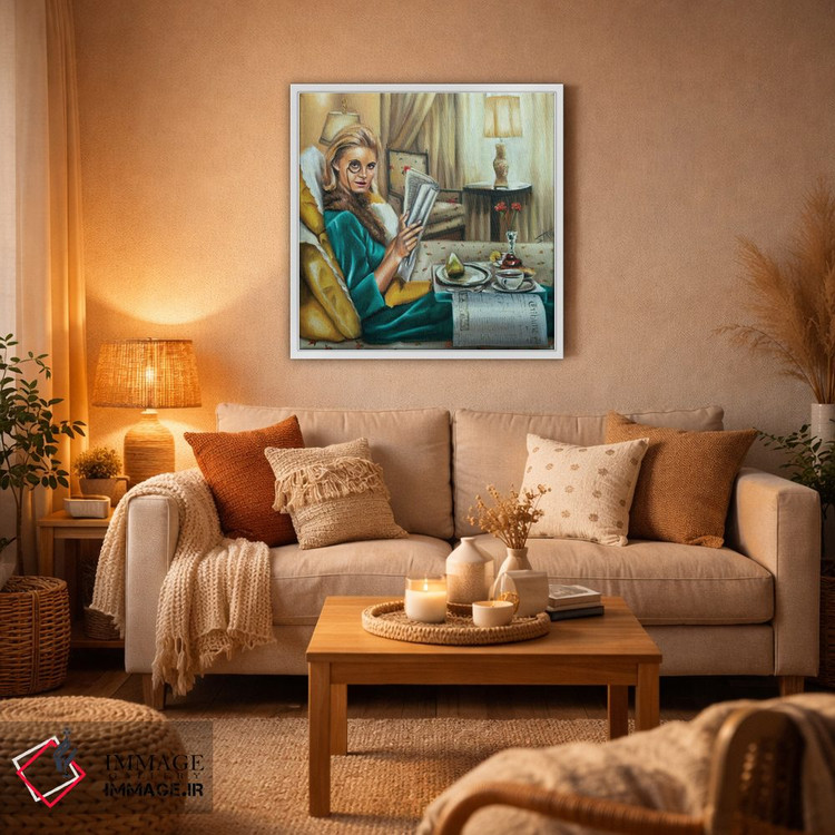 تابلو دکوراتیو صبحانه در رختخواب اثر سلمی نصرالباور - D3W
