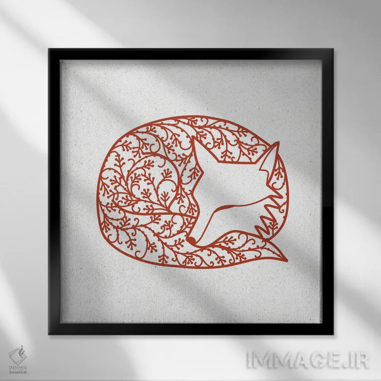 تابلو دکوراتیو روباه خوابیده اثر نیک اسکویرل - نمای قابدار مشکی