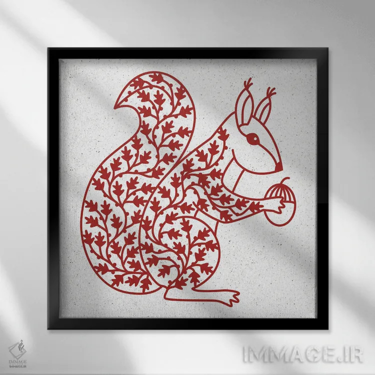 تابلو دکوراتیو سنجاب اثر نیک اسکویرل - نمای قابدار مشکی