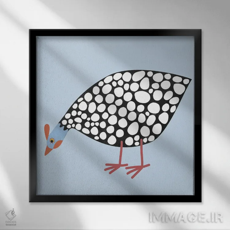 تابلو مینیمال مرغ مروارید اثر نیک اسکویرل - نمای قابدار مشکی